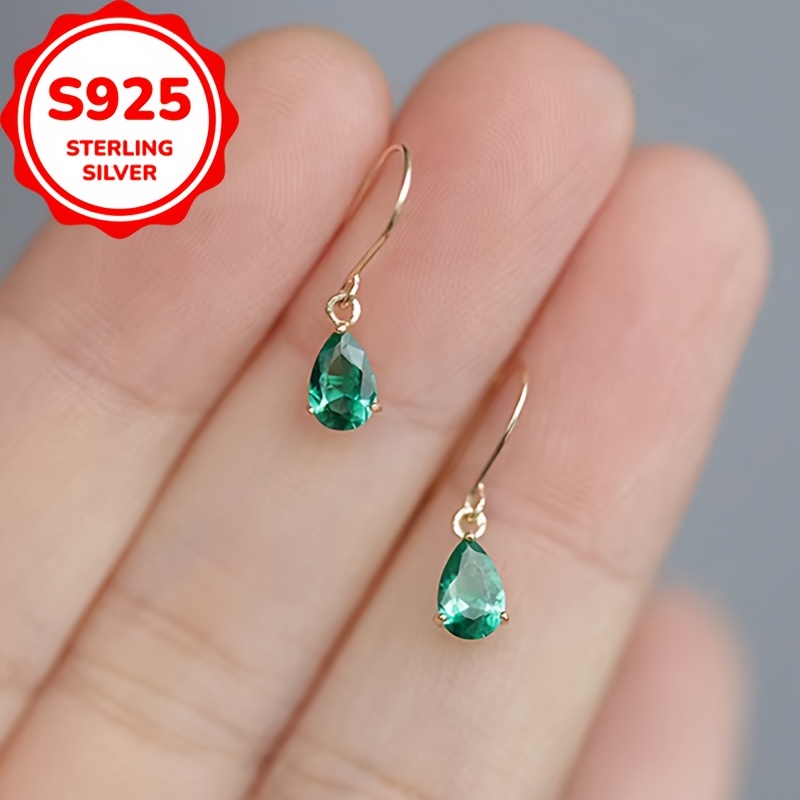 

S925 Sterling Silver Plated Shaped Dangle Earrings Zirconia Golden Earrings Jewelry French Court And Minimalist Luxury, Classical Earrings Jewelry