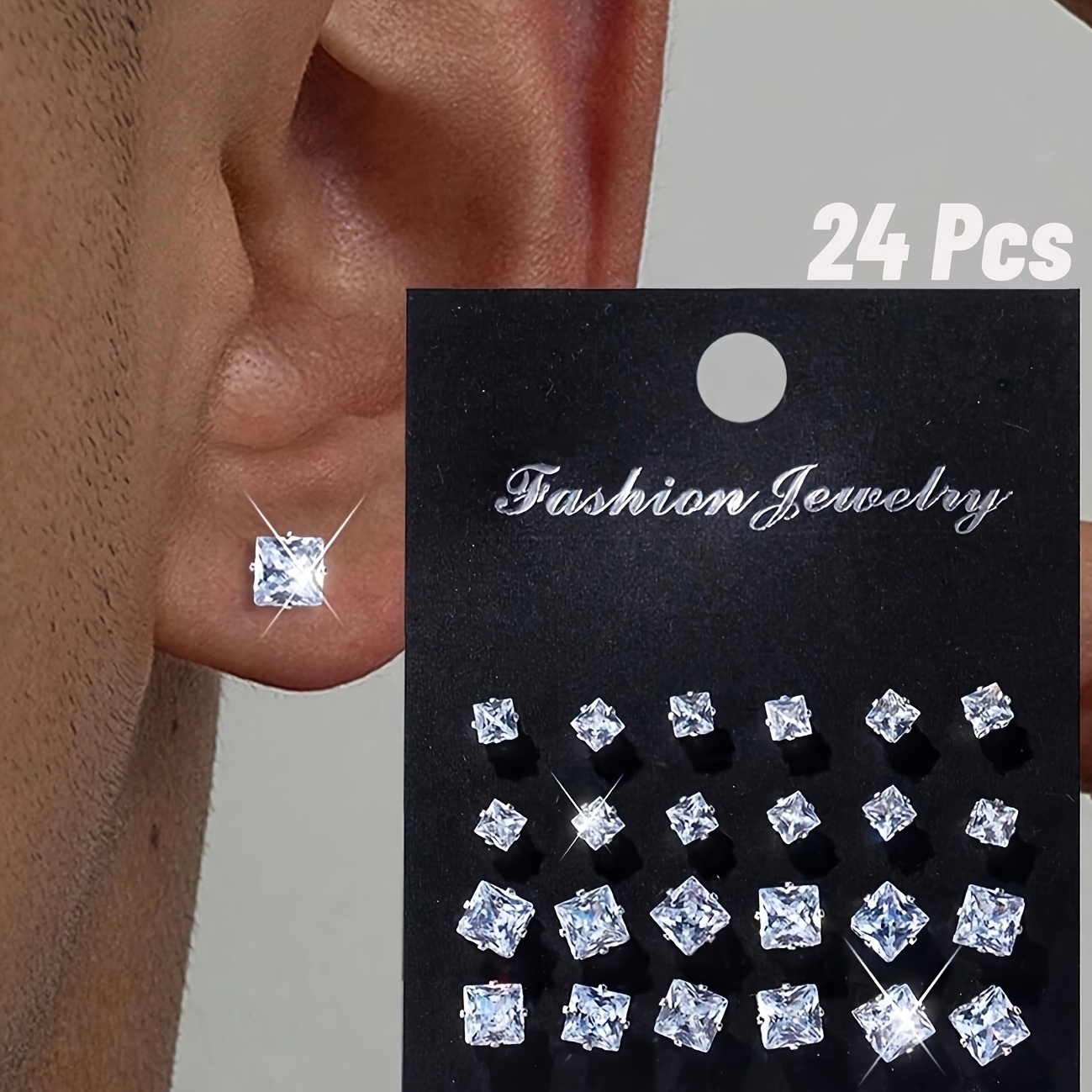 /72pcs Of Stainless Steel Earrings Set, Fashionable And Elegant Simple Inlaid Synthetic Zircon​​ Earrings Set, Suitable For Parties, , Valentine's Day, Vacation, Dating, Perfect Gift