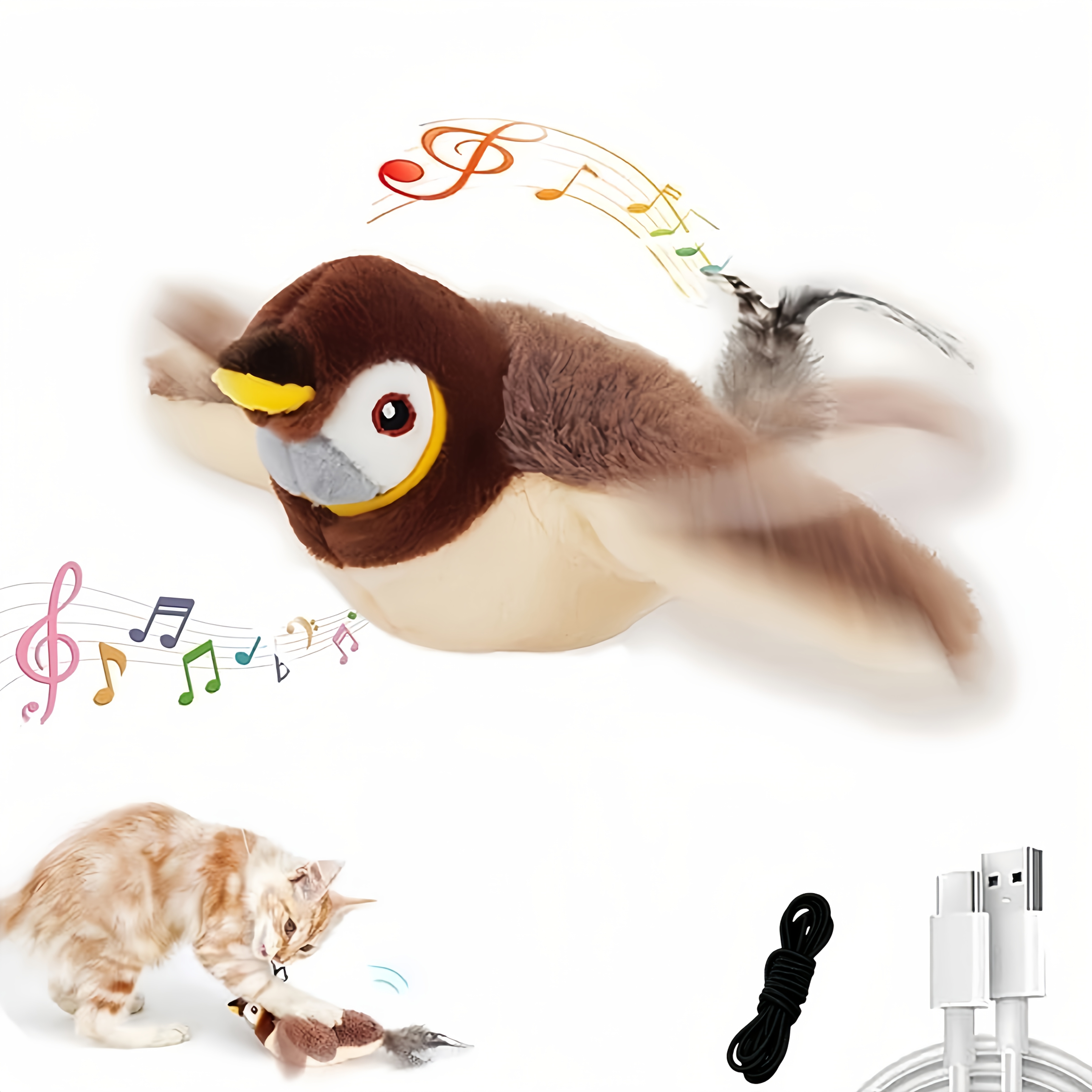rechargeable flapping wings sparrow cat toy interactive Temu Canada