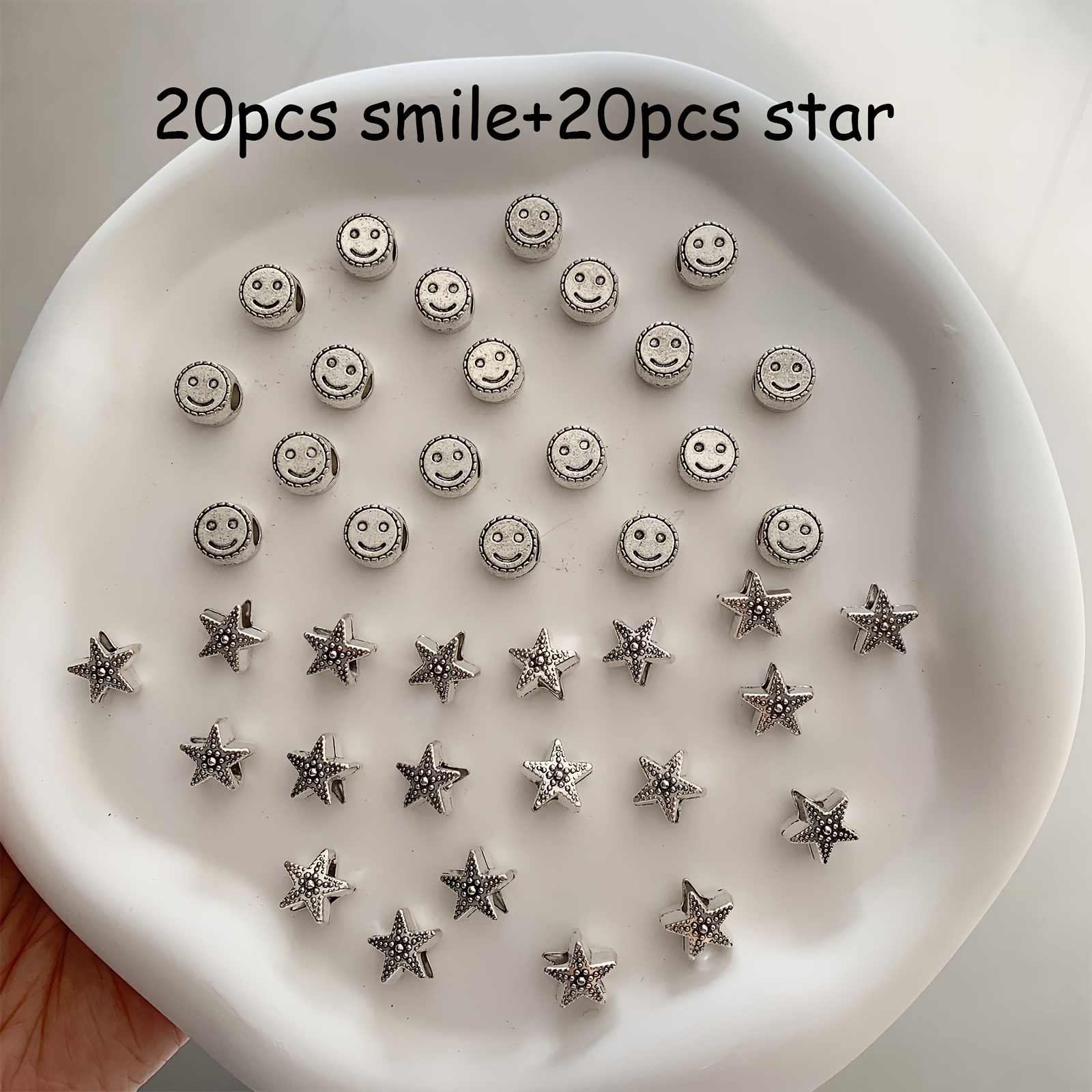 Image of Set Of 40 Shoelace Charms Featuring Happy Face Designs And Star Decorations, Ideal For Sneakers And Boots