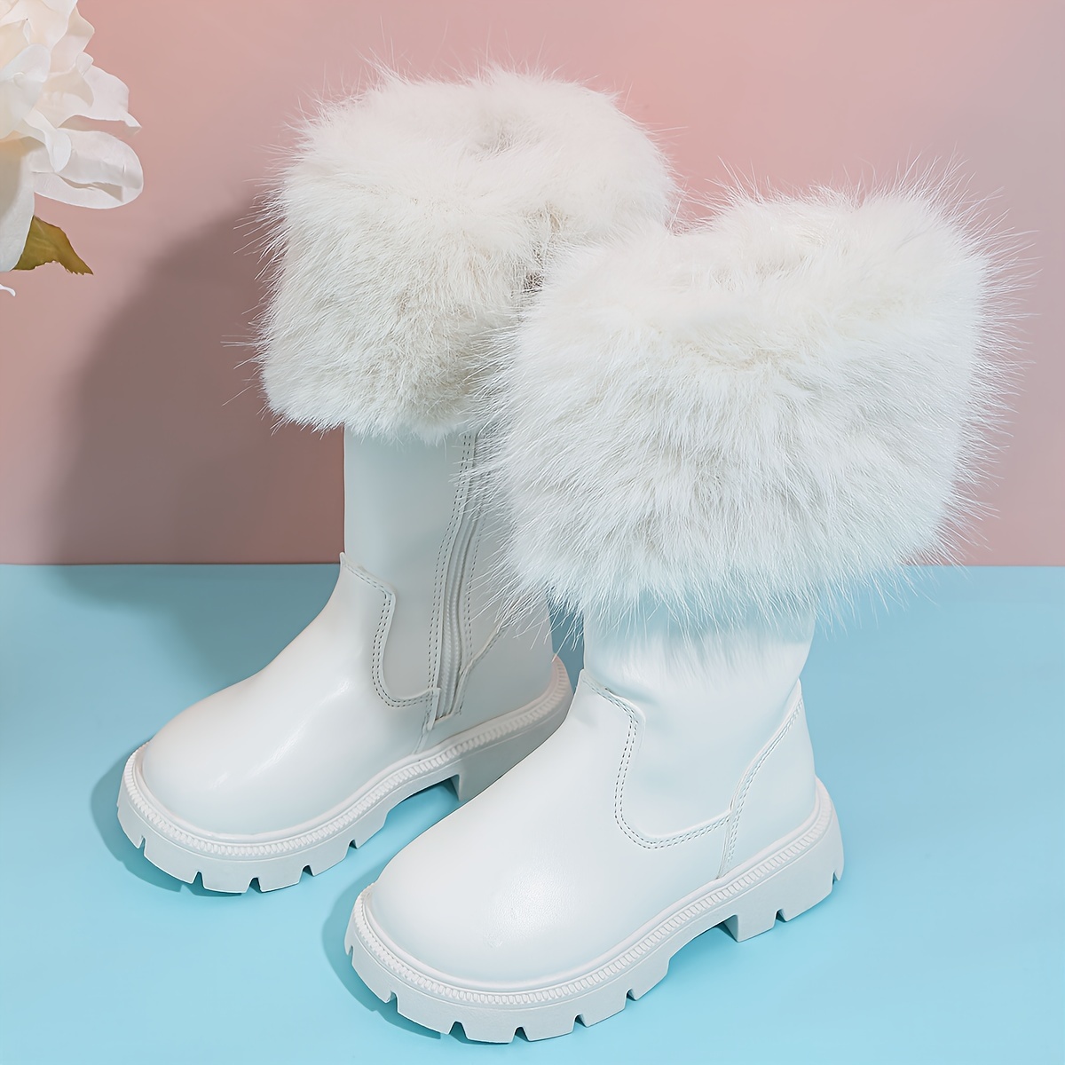 Kids white 2024 fur boots