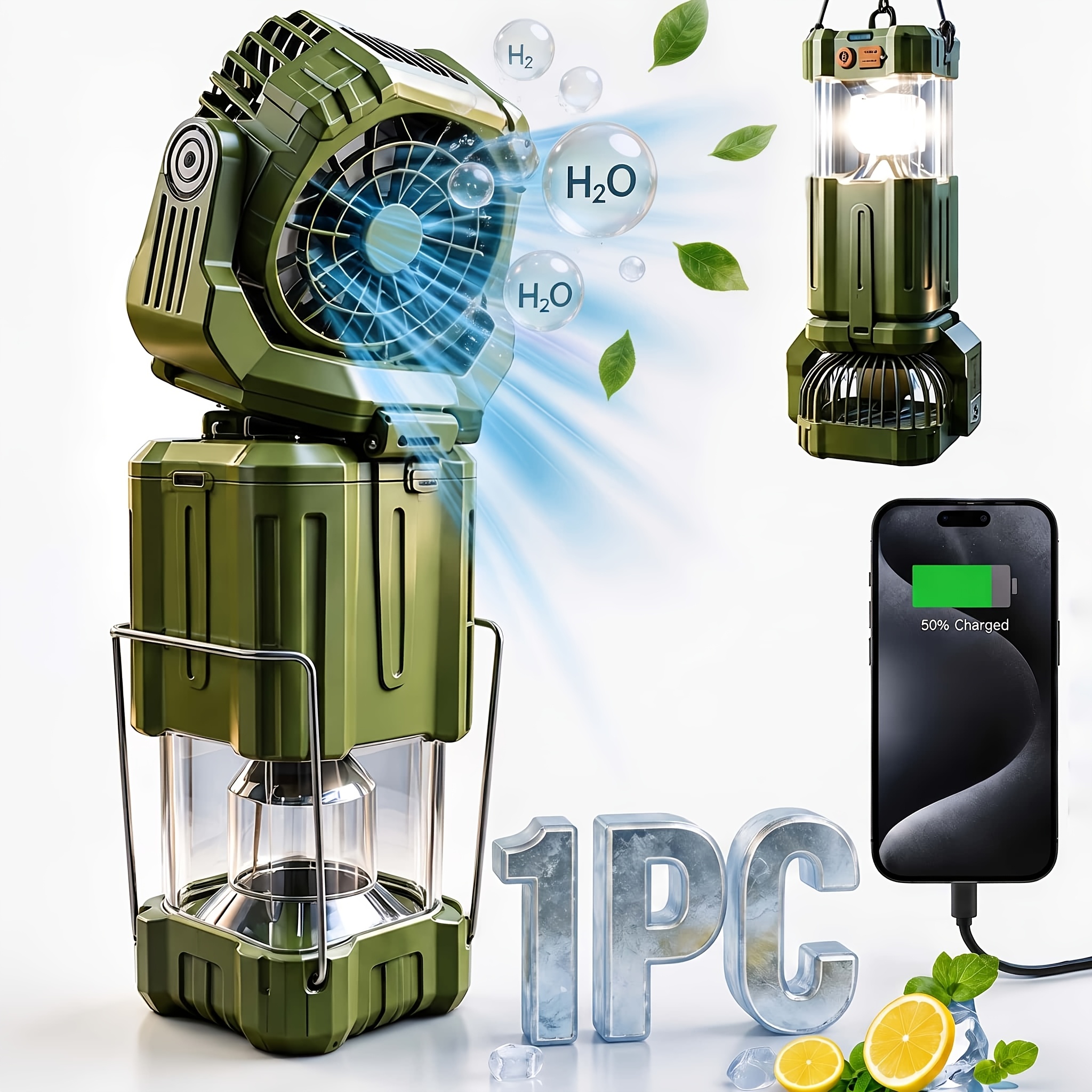 TEMU Solar Fan Camping Lantern Multi-functional Rechargeable Camping Light Vintage Flashlight 4 Gear Strong Air-blowing Backup Power For Hiking