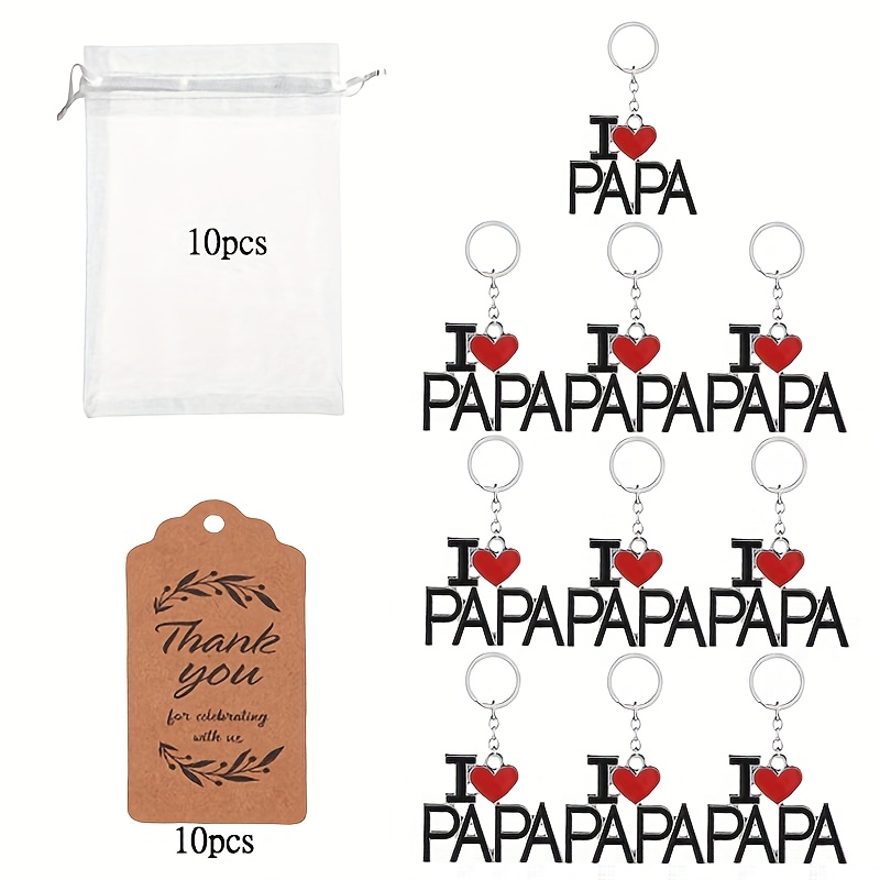 TEMU Gift For Her/him I Love "papa", I Love "dad" Keychain - Perfect Father's Day Gift, & Bag With Letter Design Keychains, 30pcs Include 10pcs