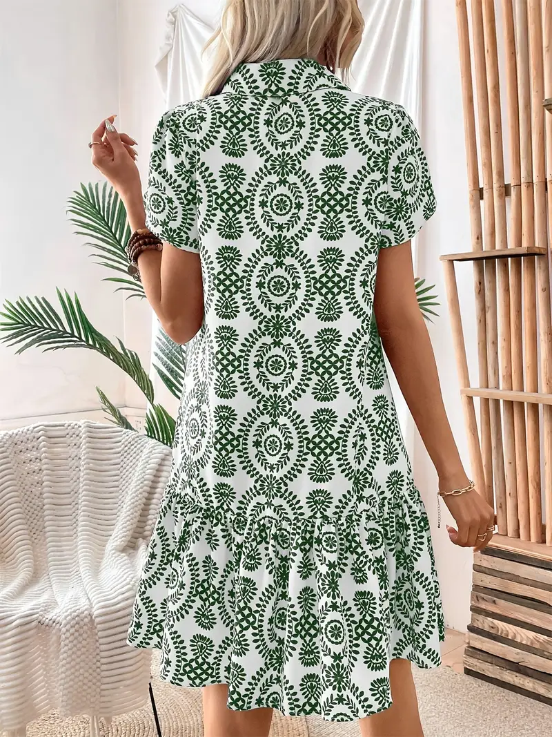 polyester tunic dress Green Plus Size Tunic Dress: Polyester Midi Casual Dress