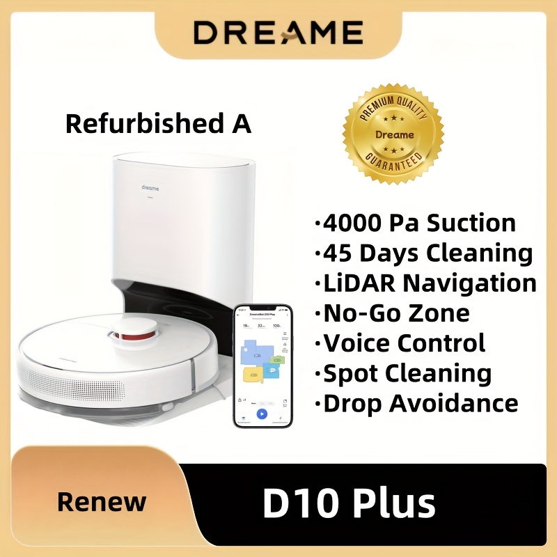 E-shop Dreame D10 Plus Saug-Wisch-Roboter mit selbstreinigender Basis für 45 Tage Reinigung, Staubsaugerroboter mit 4000 Pa Saugkraft -Navigation,