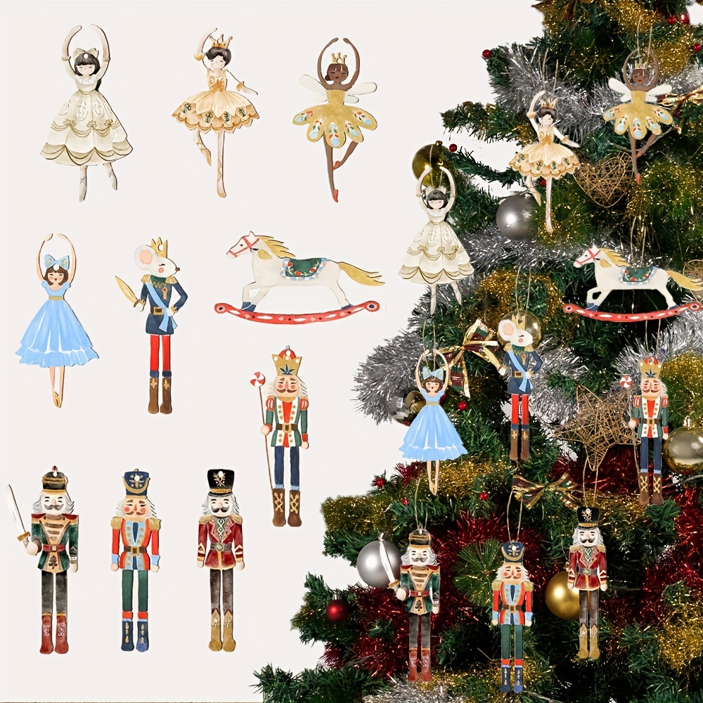 

20pcs Nutcracker Wooden Ornaments - Princess & For Christmas Tree Decoration, Birthdays &