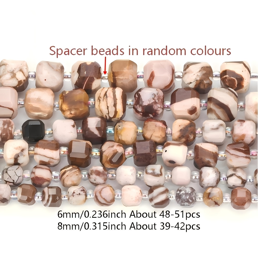 TEMU 6/8mm Australian Zebra Jasper Beads Square Beads For Jewelry Making Diy Necklace Bracelet Earring Accessories Gifts(spacer Beads Colors Are
