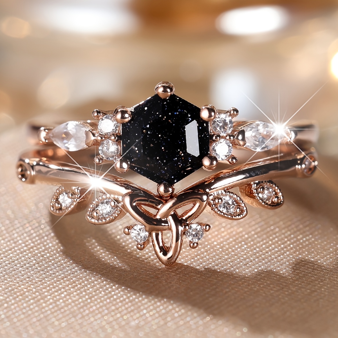 Unisex Black Synthetic Zirconia Inlaid Elegant Ring, Versatile Gift