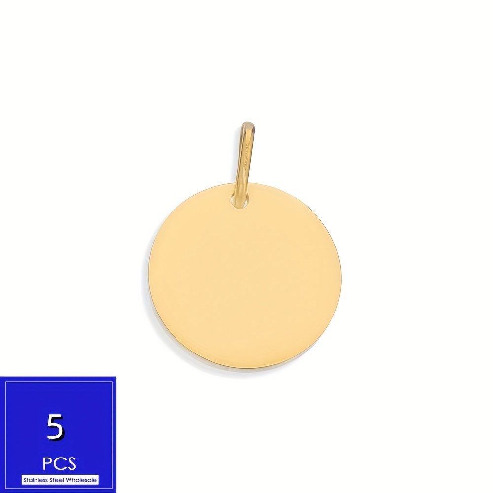 E-shop 5 Stück minimalistische runde Anhänger, stilvolle Edelstahl-Tag-Teile, handgefertigte Zubehörteile, geeignet für alltägliche Schmuckstücke wie