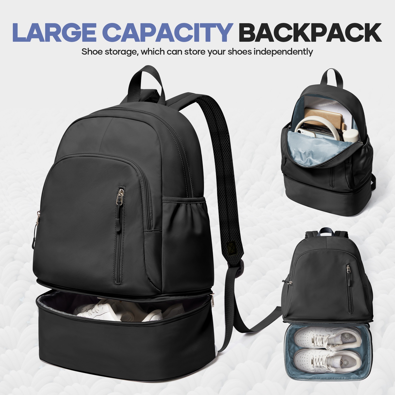 TEMU Outdoor Lightweight Backpack, 2025 New Model, Large Capacity, Multi-functional With Shoe Compartment, Portable Backpack For Sports, Fitness,