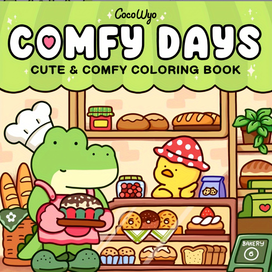 

Comfy Days: Cute & Cozy Coloring Book For Adults And Teens - Adorable Animal Characters In , Colors On High-quality Paper With Unique Bakery-themed Cover Design