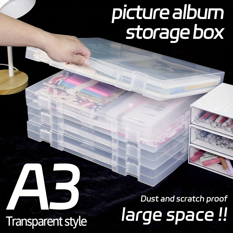 

A3 Art Storage Box - Plastic Organizer For Sketching Pencils, Markers, And And