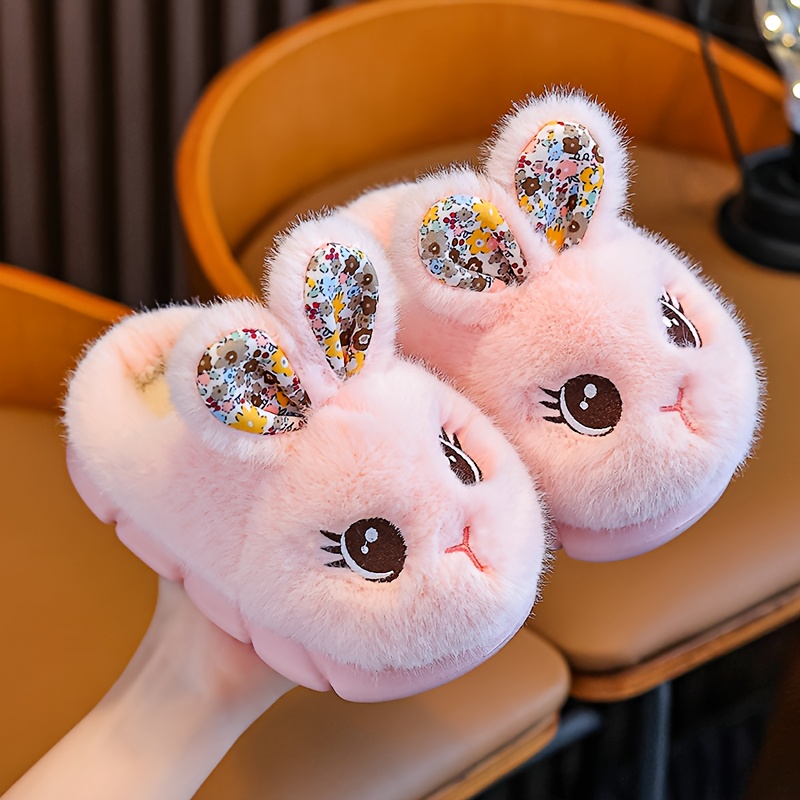 Image of Children's Slippers For Girls, Winter Cute Warm Plush Slippers, Boys' Non-slip Baby Slippers