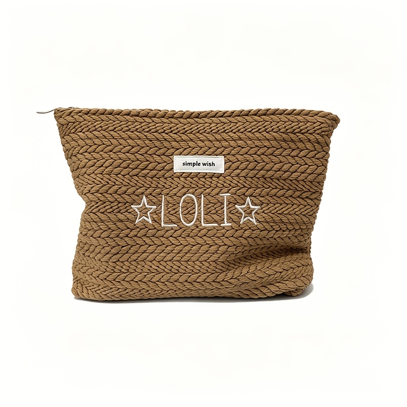 TEMU Cet étui à toilette/trousse à Cosmétique tissé texturé personnalisable est parfait pour les serviettes hygiéniques, les cosmétiques et les
