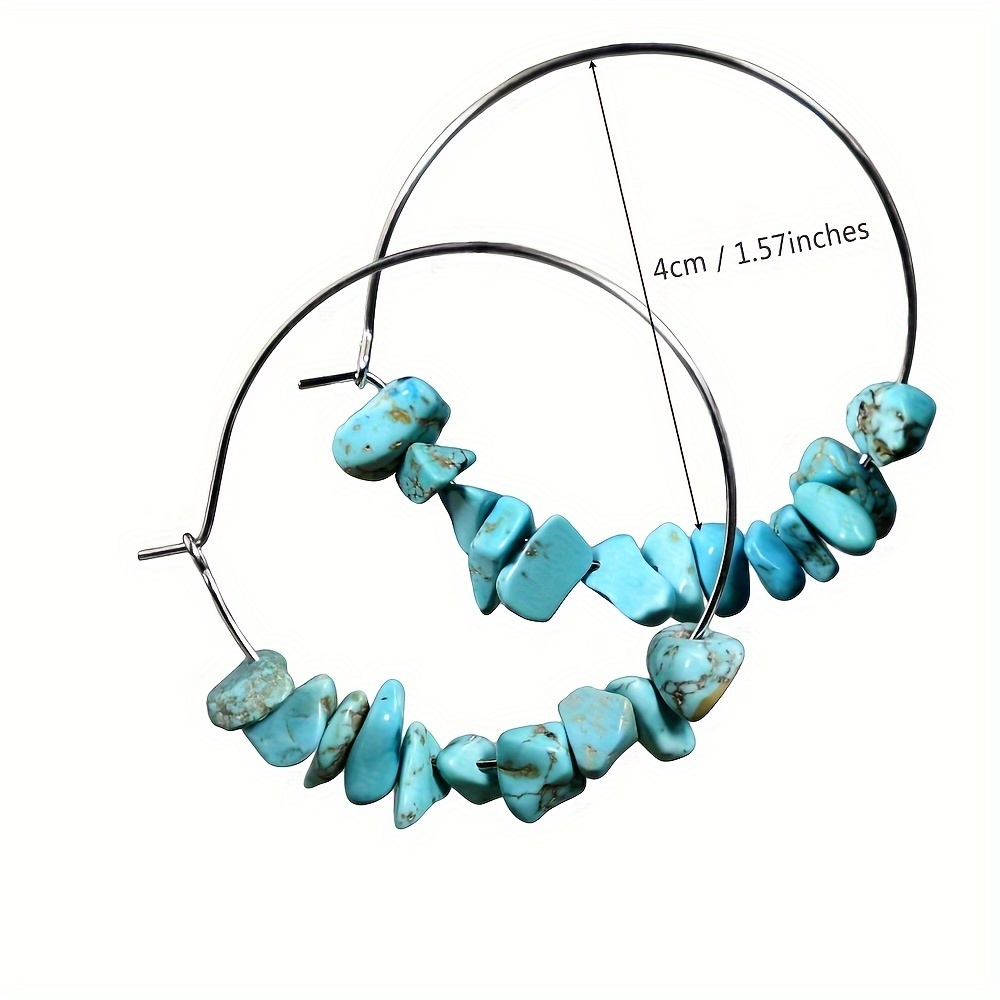 5pcs Boho Stone Earrings Set Amethyst Rose Quartz Mixed Gems Crystal Hoops