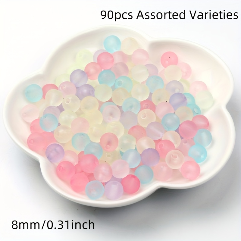 Image of 6/8/10/12mm 180/90/55/36pcs Shiny Random Color Loose Acrylic Round Beads For Jewelry Making Diy Bracelets Necklaces Phone Charms Accessory Materials Sewing Crafts