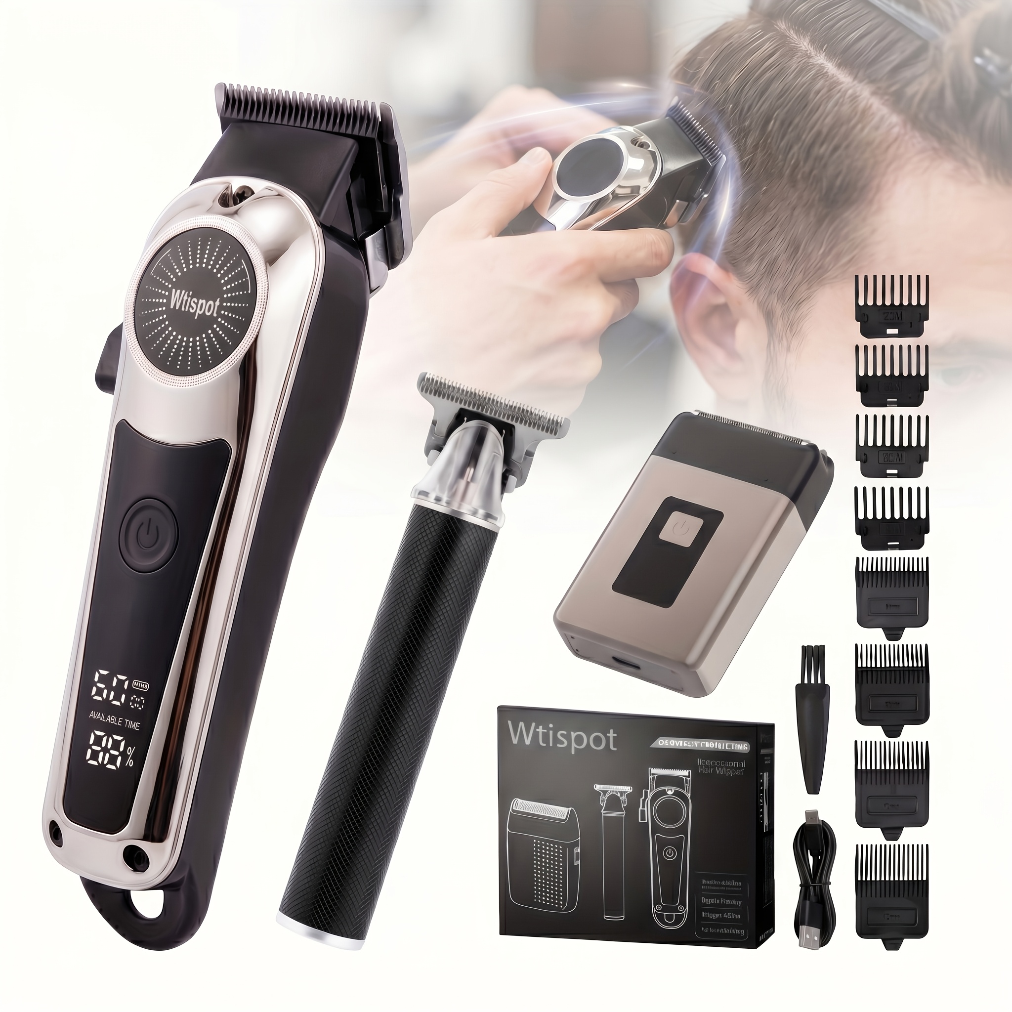 mens shaving 3pcs 1pc barber haircutting kit valentines day gift box set usb rechargeable gift for boyfriend fathers day gift birthday gift holiday gift