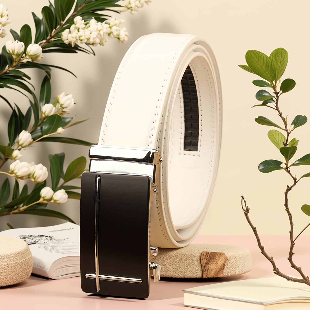 Men's Automatic Buckle Belt with PU Leather