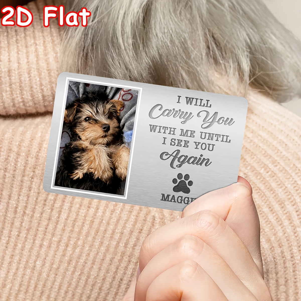 Personalized I Will Carry You with Me Until I See You Again Dog Cat Photo Wallet Card with Name Birthday Sympathy Gift for Pet Lover