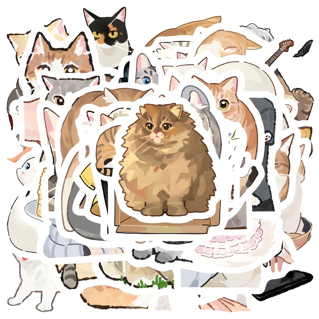 

Whiskerwonders 82pcs Vinyl Cat Stickers, Waterproof Assorted Breeds Decals, Self-adhesive Reusable Irregular Shapes For Laptops, Cups, Luggage, Tables, Helmets, Skateboards, Cameras, Guitars