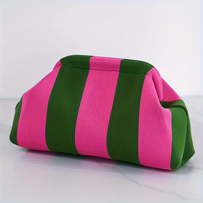 

Striped Clutch Bag For Women, Elegant Banquet Handbag, Colorblock Evening Purse