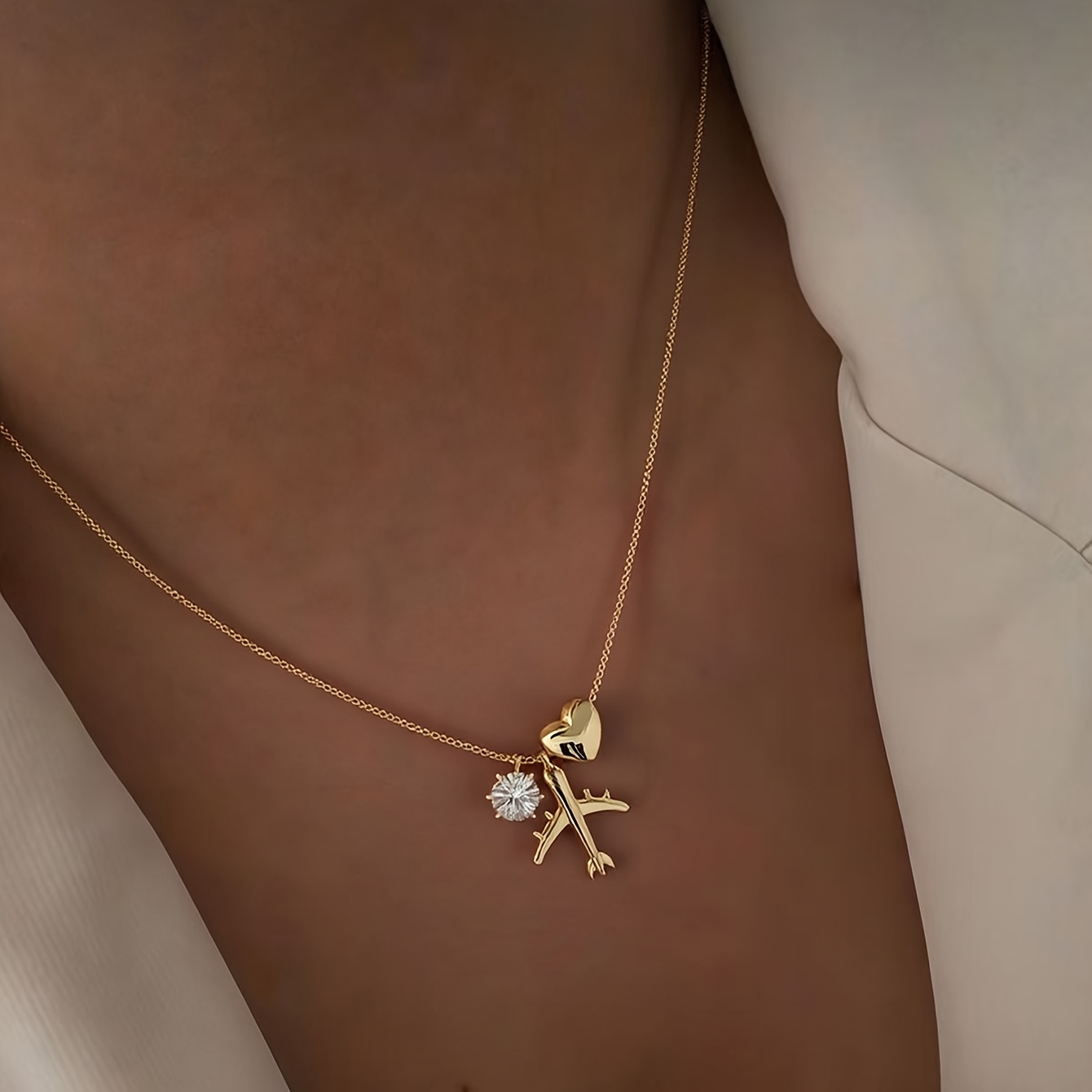 1pc womens simple necklace elegant mini airplane and   collarbone chain jewelry for music festivals daily wear and vacations