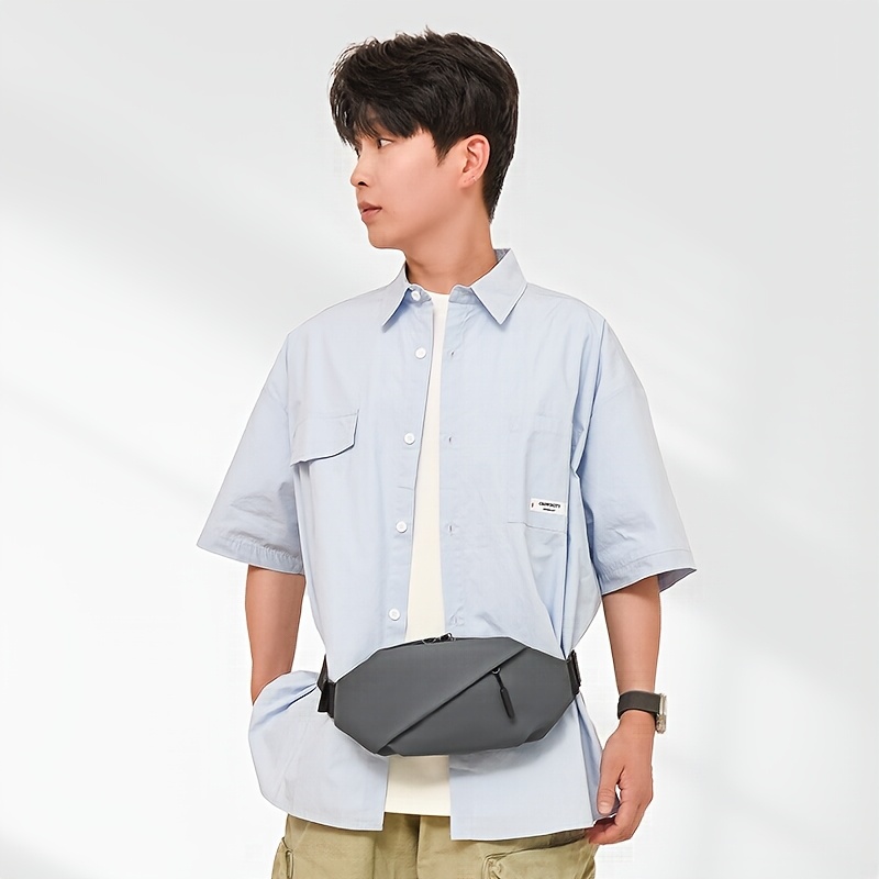 Men's Chest Bag, Minimalist Fashion Casual Solid Color Waist Pack, Women's Casual Sports Crossbody Bag, Lightweight Travel High Quality Fabric, Adjustable Strap Multi-Pocket Outdoor Sling Bag