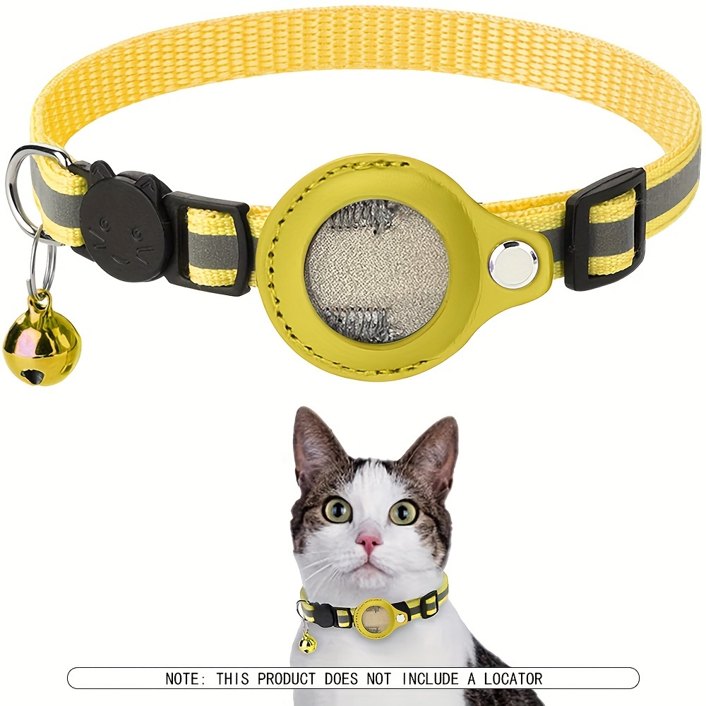 Collar de gato Airtag, collar de gato reflectante con campana y  portaetiquetas de diamantes de imitación en forma de corazón TUNC Sencillez