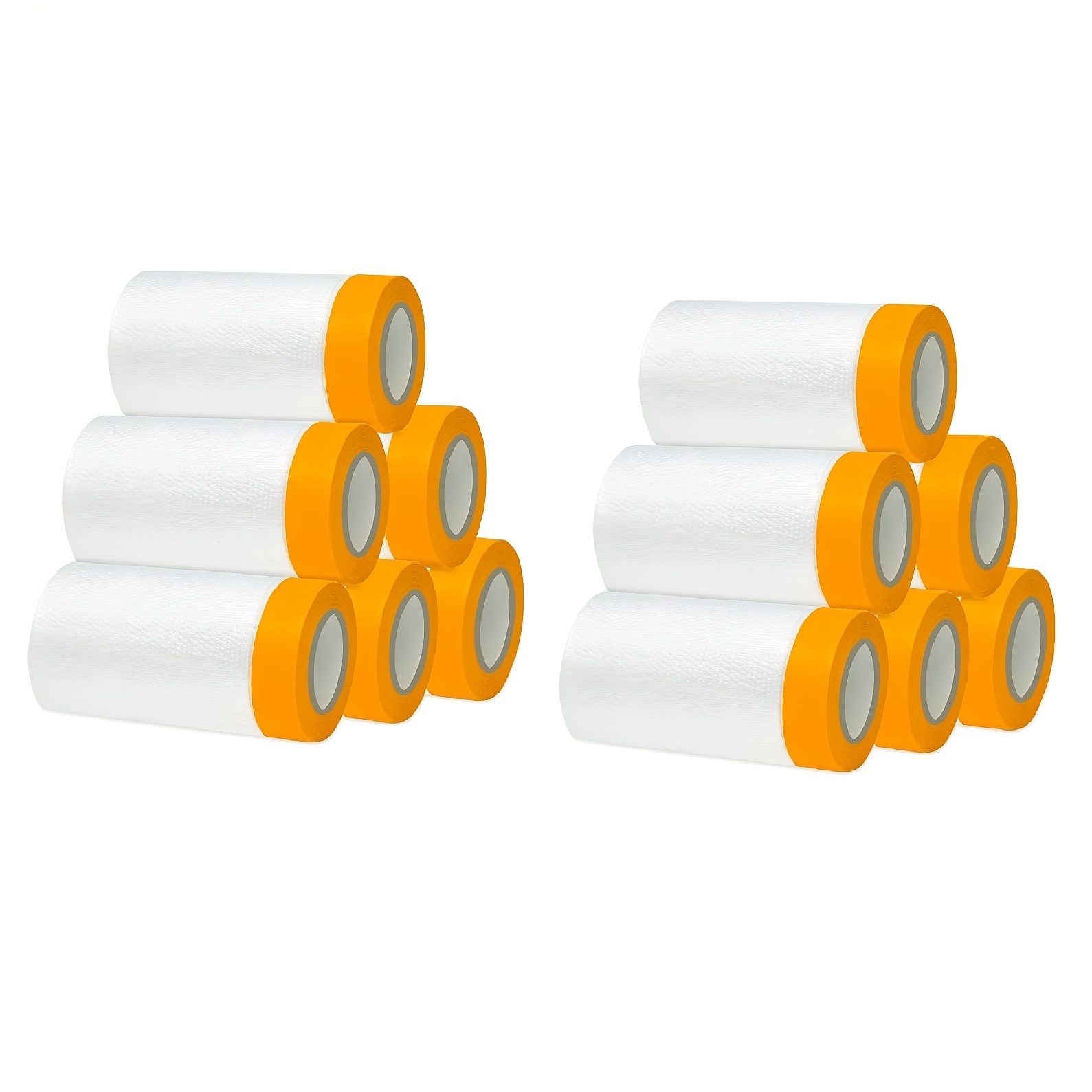 12 Rolls Painter's Masking Film, Masking Tape, Golden Masking Tape (55cm*20m), Transparent Masking Film (with Fabric Tape), Self-adhesive Painter's Film, Painter's Tape