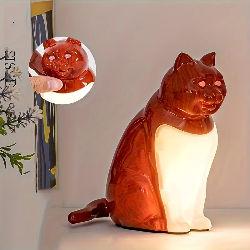 cute cat shaped led table lamp with touch control usb rechargeable 3 color dimmable light for bedroom living room study and dining room gift for christmas and halloween cat decor Product details 10