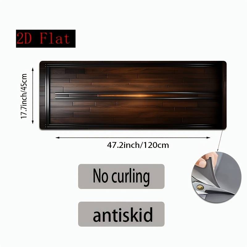 TEMU 2d Flat, 1pc Wood Grain M Thick Super Strong Anti-slip Kitchen Floor Mat: Durable, Suitable For Kitchen, Bathroom, Home, Office, Sink, Laundry