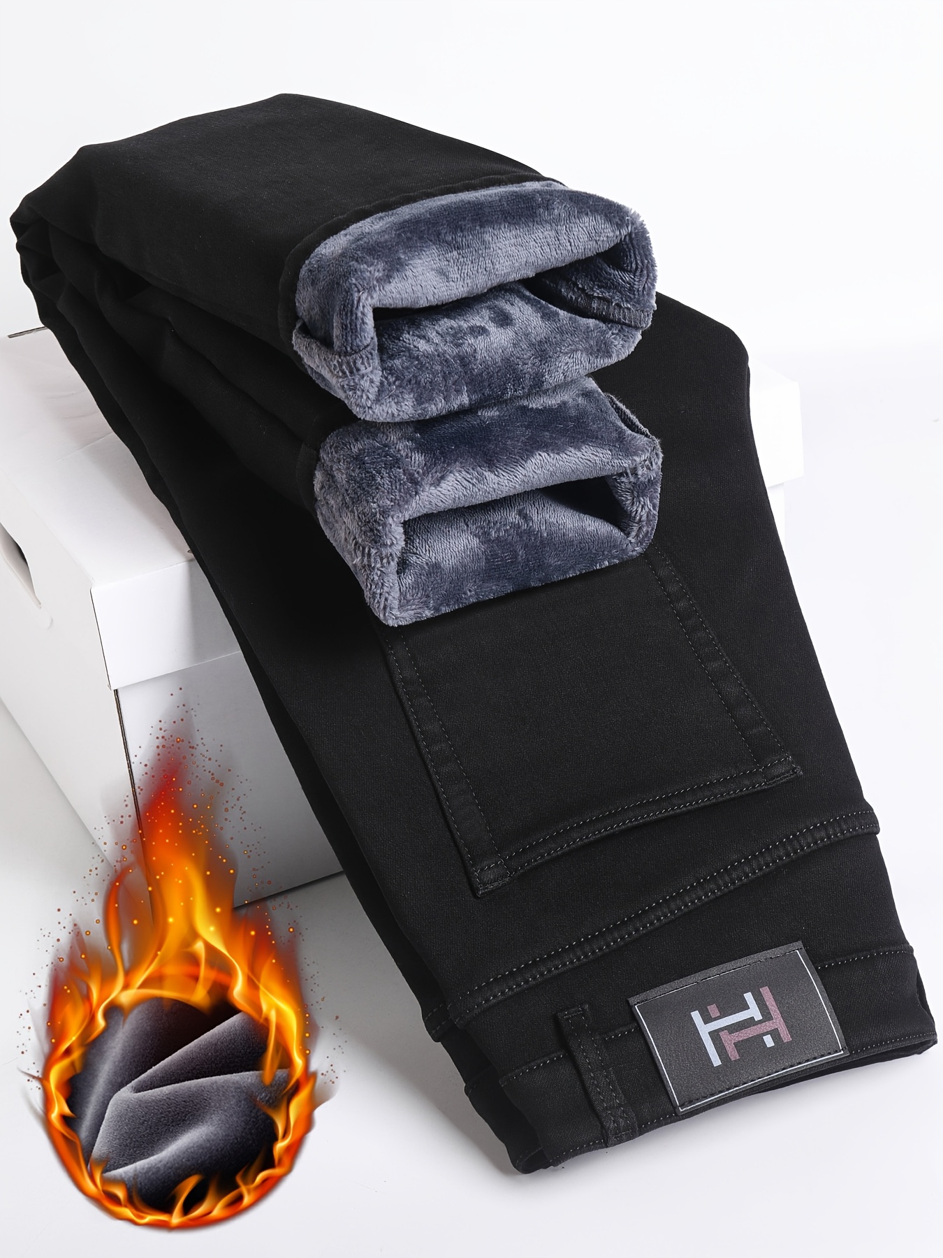 jeans forrados vellón hombre denim casual invierno Temu Ecuador