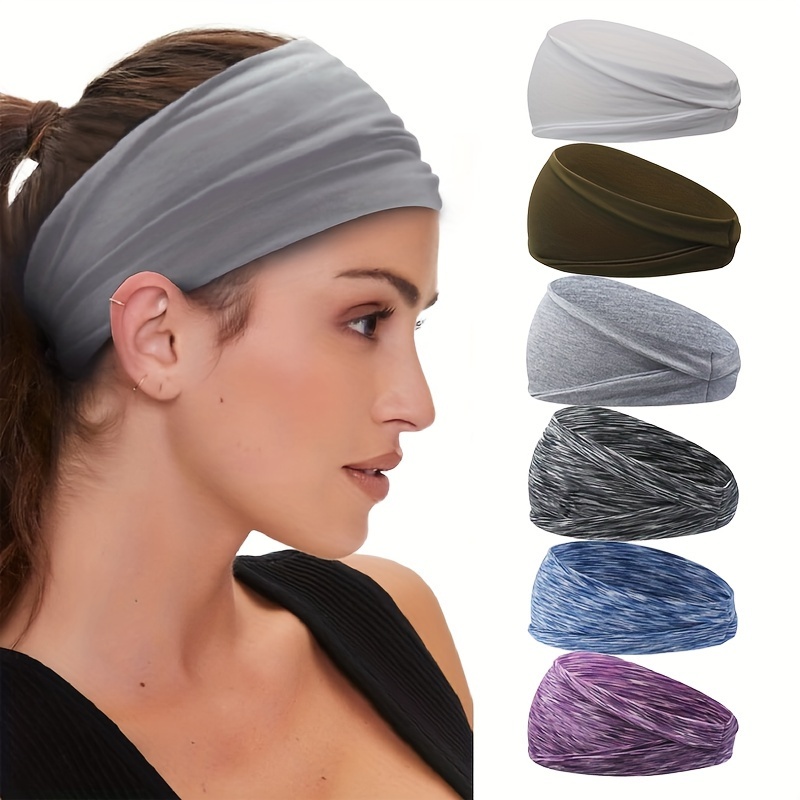 Solid Color Yoga Headband Women High Stretch Wide Sweat Band - Temu