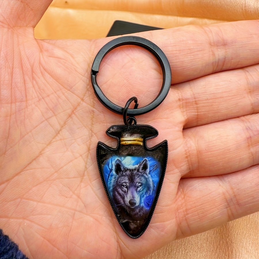 Fashionable Street Style Animal Elegant Rose Flower Wolf Head Animal Sticker Keychain Lock Keychain Animal Accessory Party Anniversary Gift For