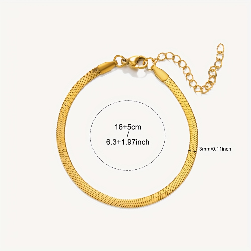 Stainless Steel Flat Bone Chain Bracelet for Women