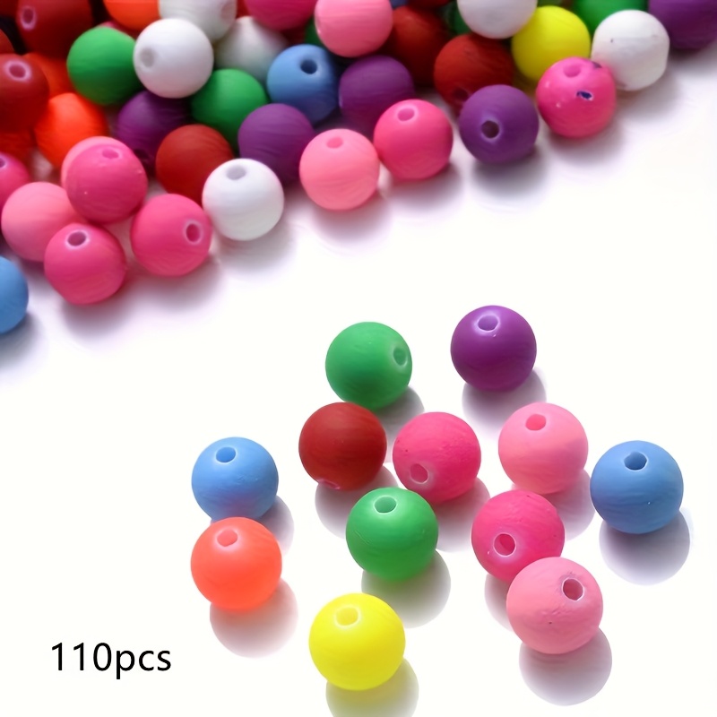 Image of 110pcs 8mm Mixed Color Rubber Beads, Minimalist Style, Used For Bracelets, Small Gifts, Bead Jewelry Making Supplies