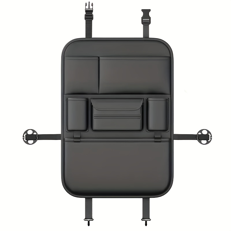 1pc PU Leather Car Seat Organizer, Multi-functional Foldable In-Car Dining Table, Seat Back Pocket Storage Rack, Large Capacity Hanging Storage Pouch, Universal Seat Back Storage Bag