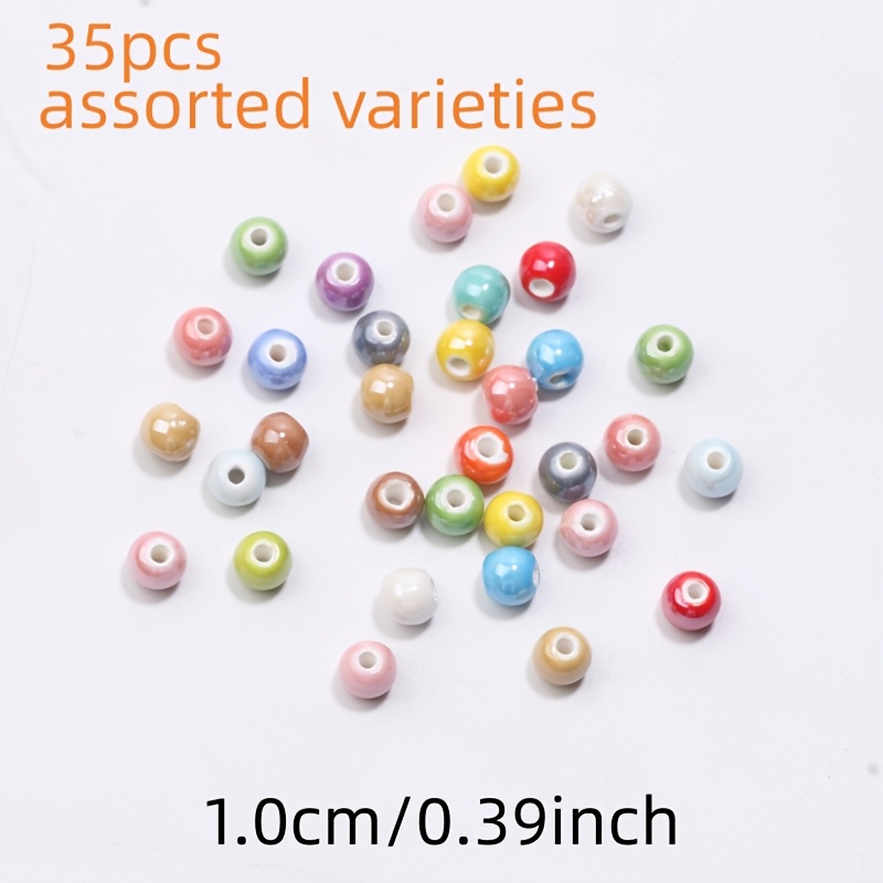 TEMU 10Mm 35pz Perline Ceramica Colori Casuali Distanziatori Sciolte per Creazione Gioielli Braccialetti Collane Decorazioni Casa Artigianato