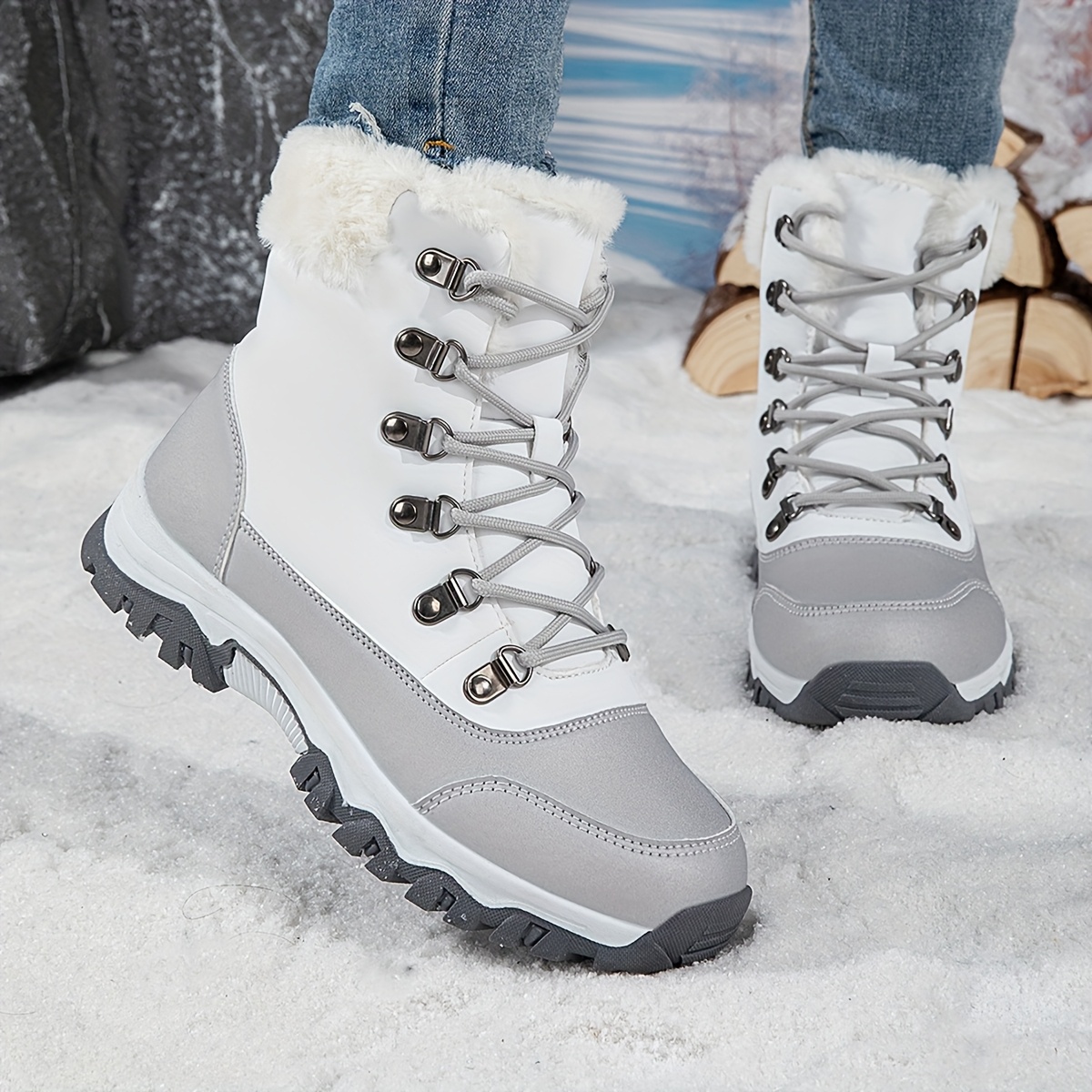 womens winter warm plush snow boots with anti slip tpr sole suitable for outdoor round toe upper soft inner for   traction cozy weather footwear for daily use activities Product details 5