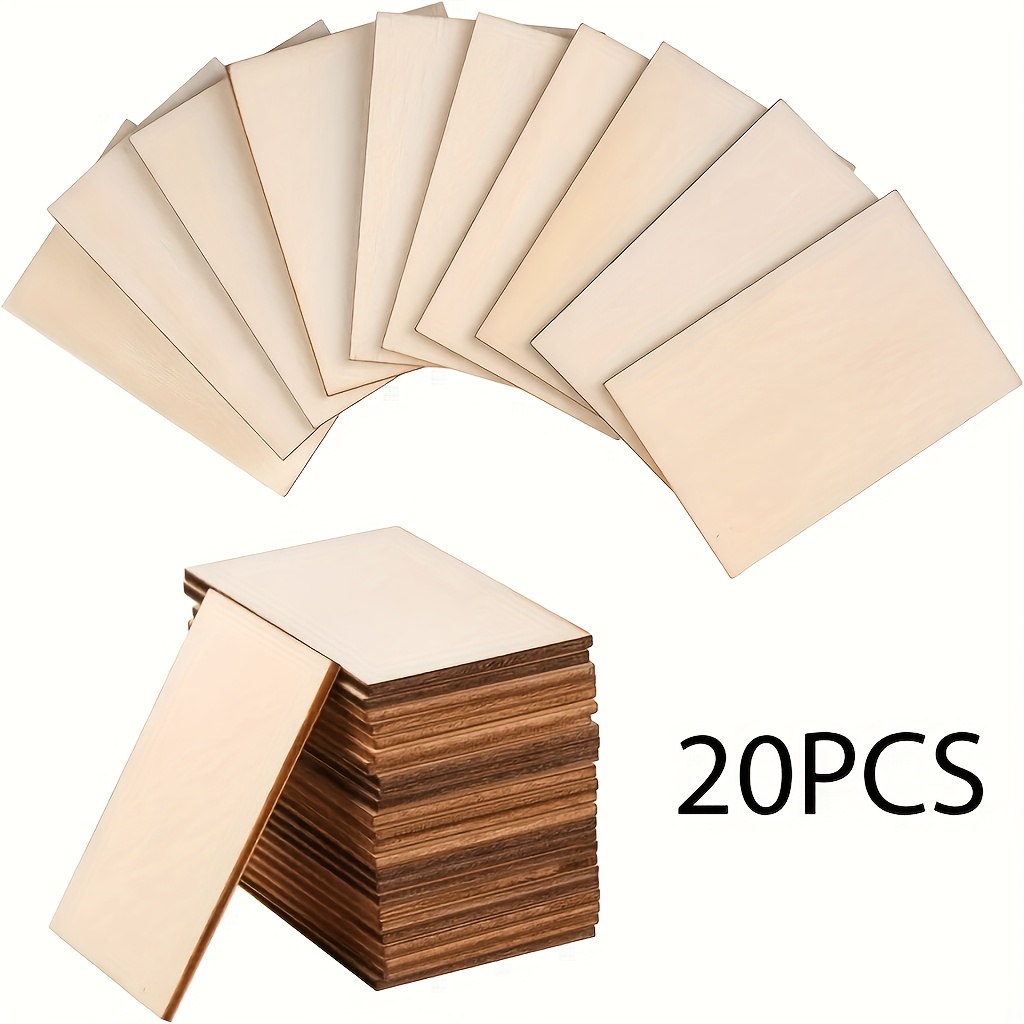 

50/20pcs Chips Rectangulaires En Bois Naturel, 2x3 Pouces de Placage de Bois À Pointe Verte Pour D'Art Et D'artisanat DIY