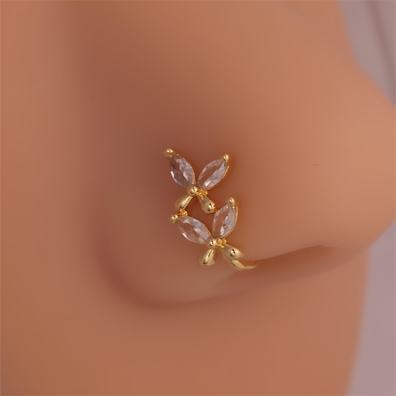 Image of A Single Piece Of Stylish Synthetic Zirconia -shaped U-shaped Nose Piercing. An Adjustable Nose Ring, Perfect For -hop Additions With A Vintage Minimalist Style. Exquisite And Fashionable