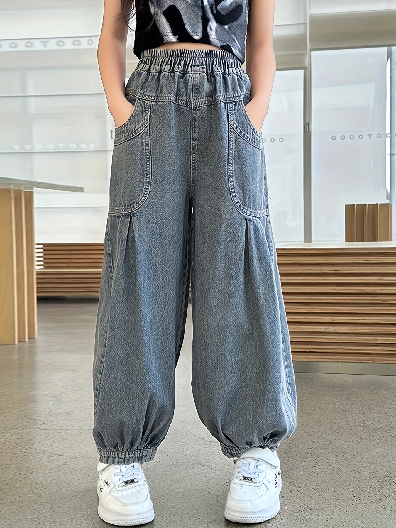 Baggy Jeans Für Jungen 6-14 Jahre - Weites Bein Cargo Style Elastischer Bund