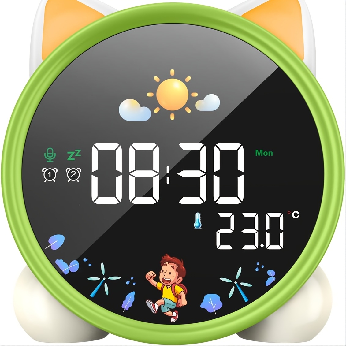 Cat-style Sound-controlled Sensor High-definition Display Screen With Colorful Night Light Timer White Noise Temperature Display Multi-functional Training Alarm Clock