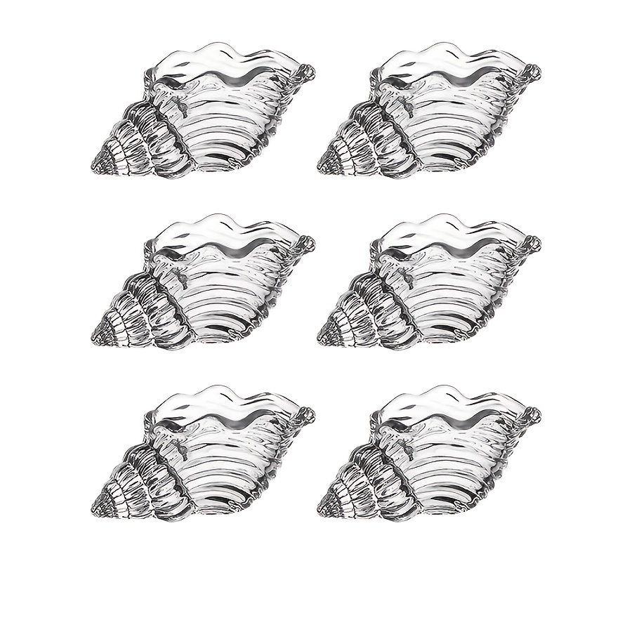 TEMU 6-pack European Minimalist Transparent Glass Seashell Candle Holders, Decorative Ornaments, And Shadow Ambiance Decor, Holiday Dinner