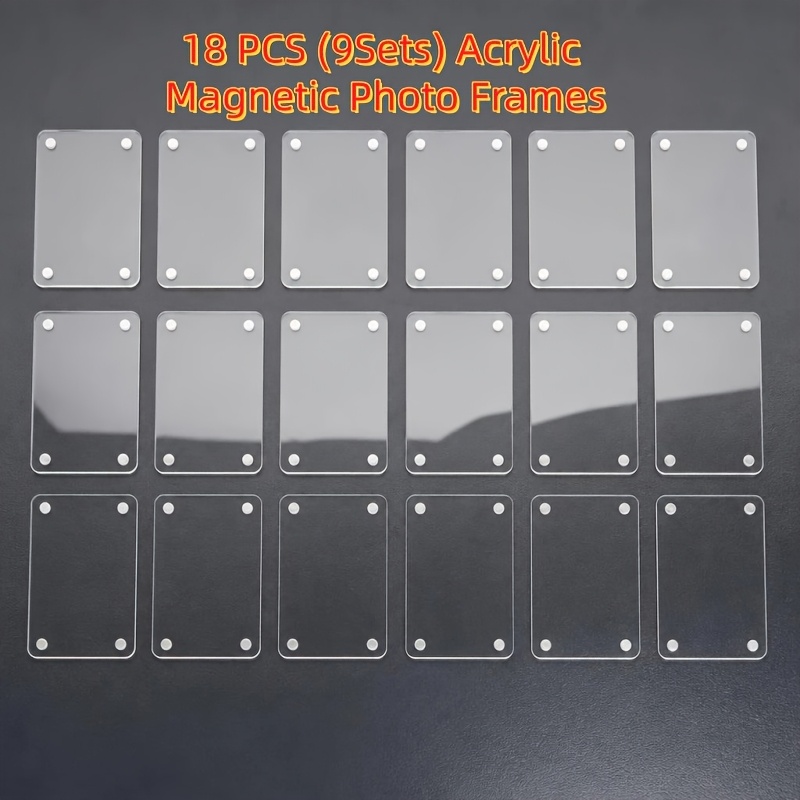 TEMU 18pcs (9 Sets) Cadres Photo Magnétiques Acryliques, Mini Support d'Affichage Transparent Double Face de 2,36 X 3,54 Pouces pour Photos Fujifilm