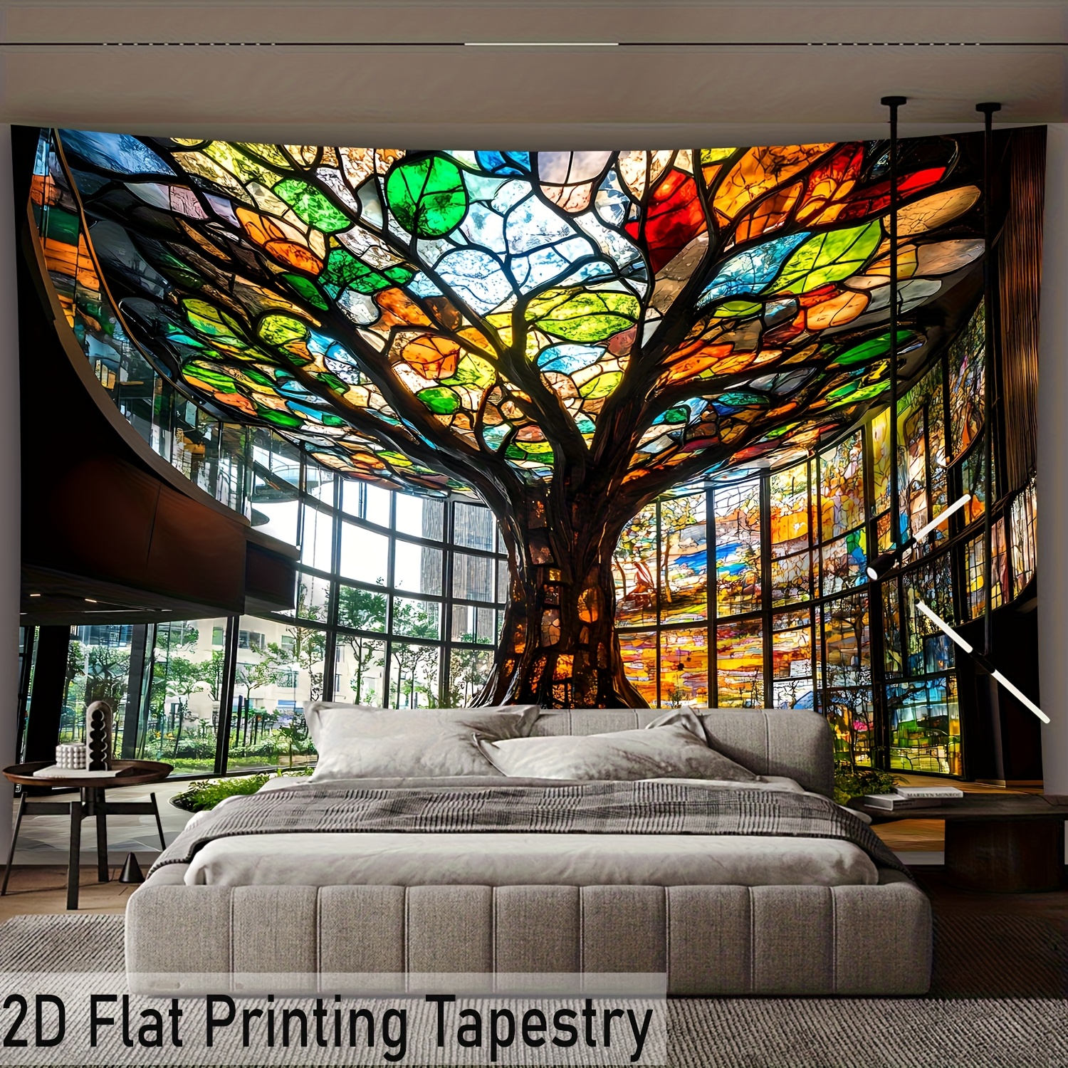 TEMU 2d Flat, [ 2d Flat Printing]1pcs- Ultra Large Size- Colorful Tree Of Life Tapestry Landscape Photo Huge Digital Printing Tapestry, Aesthetic