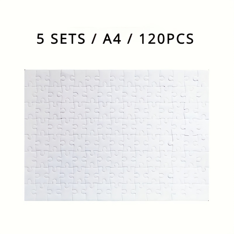 

5pcs Heat Press Transfer Crafts, A4 120pcs Blank Puzzle, Blank Sublimation Puzzle, Rectangular White Diy Puzzle