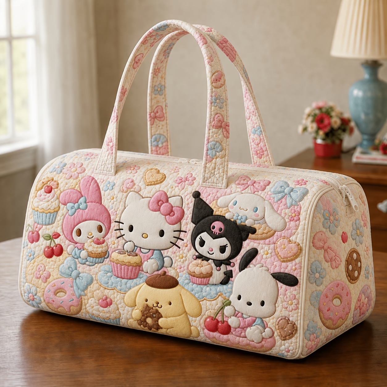 TEMU Large-capacity Lightweight Quilted & Embroidered Tote Bag Suitable For Trips,, Commuting - Machine Washable Travel Bag With Color, Birthday Gift