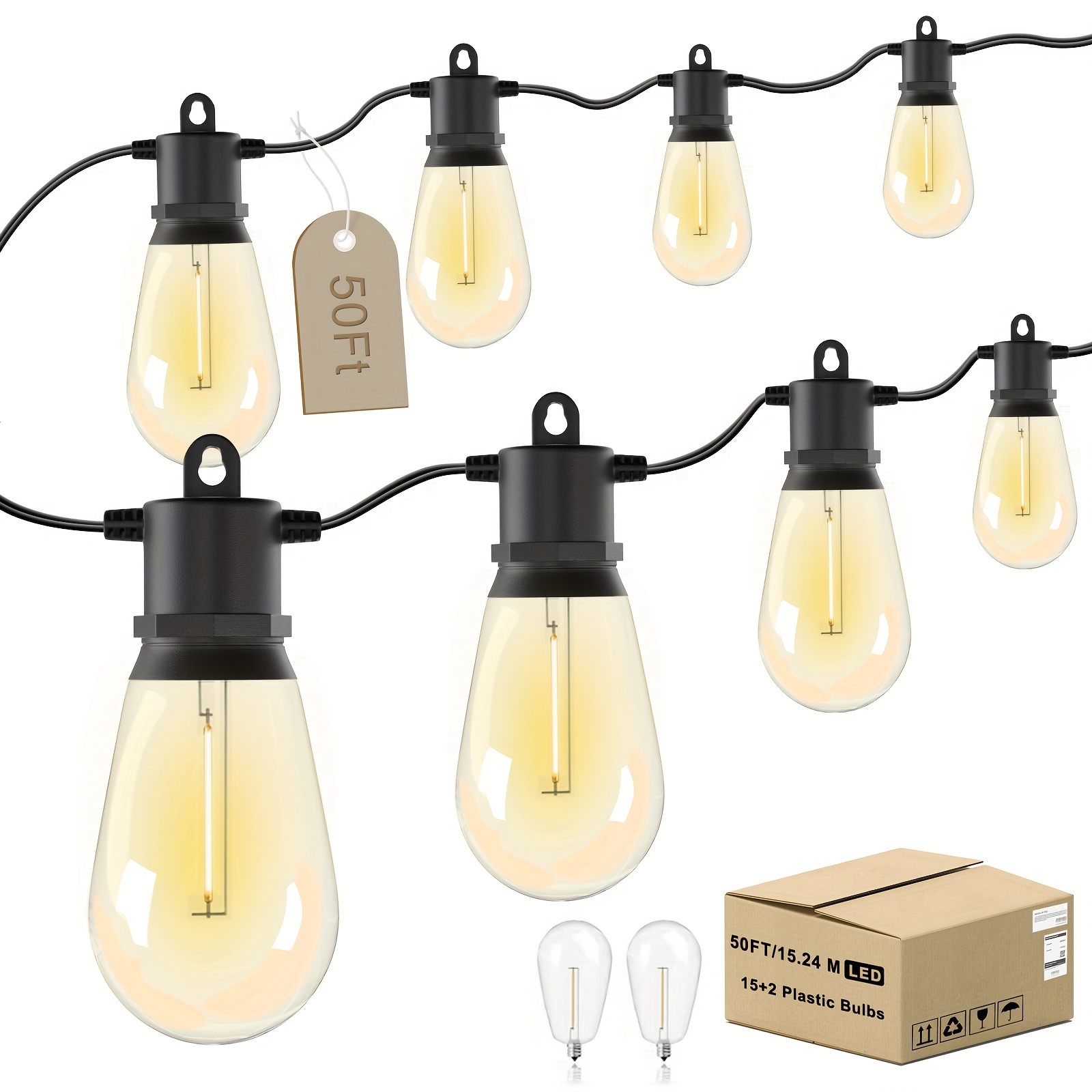 25ft 50ft 100ft outdoor lights for patio outdoor string lights with edison shatterproof bulbs patio lights outdoor waterproof commercial grade patio lights   gardens yards decks and halloween christmas decorations
