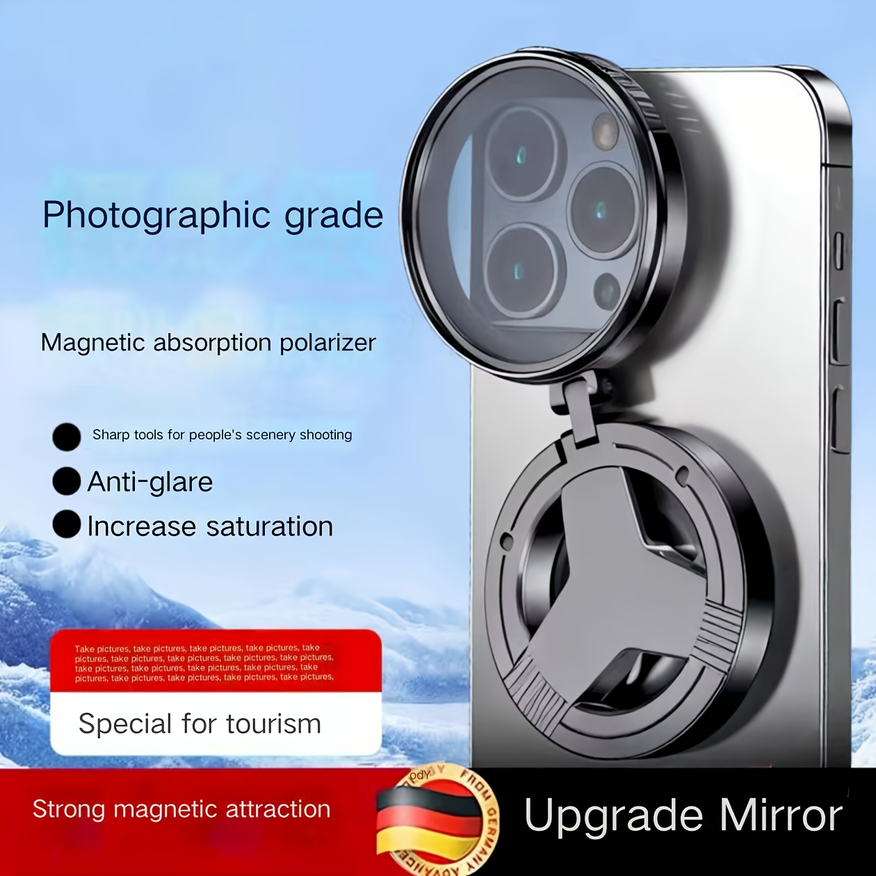 52mm magnetic cpl polarizing filter for mobile phones anti reflection hd photography lens with optical coating foldable extendable design for reducing glare controlling mobile phone photography Product details 2